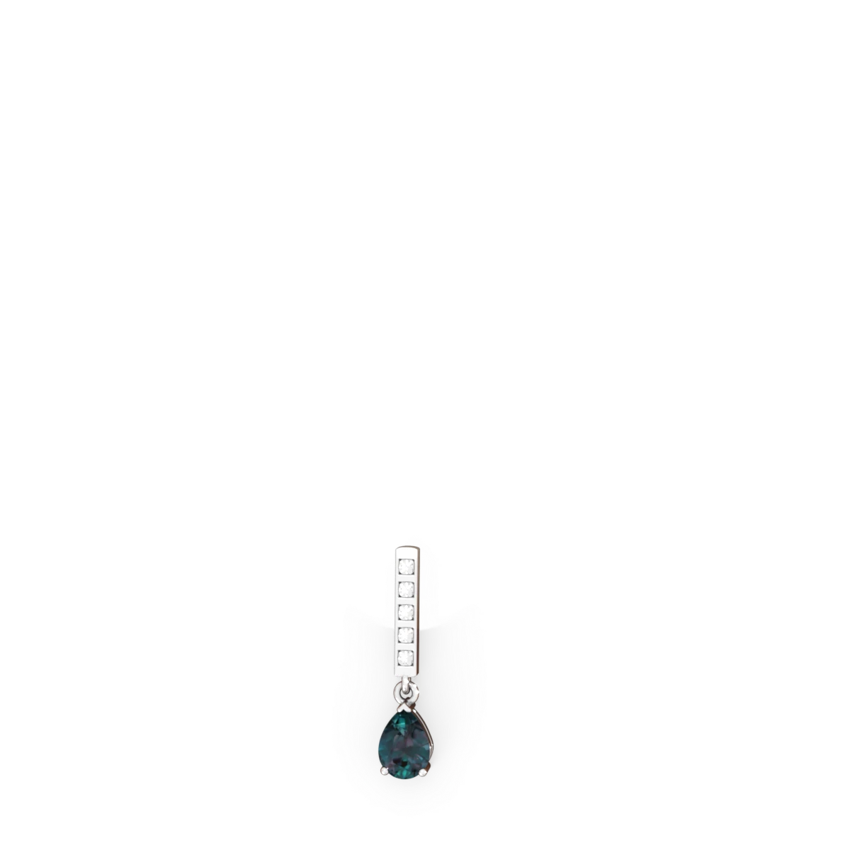 Alexandrite Art Deco Diamond Drop 14K White Gold earrings E5324