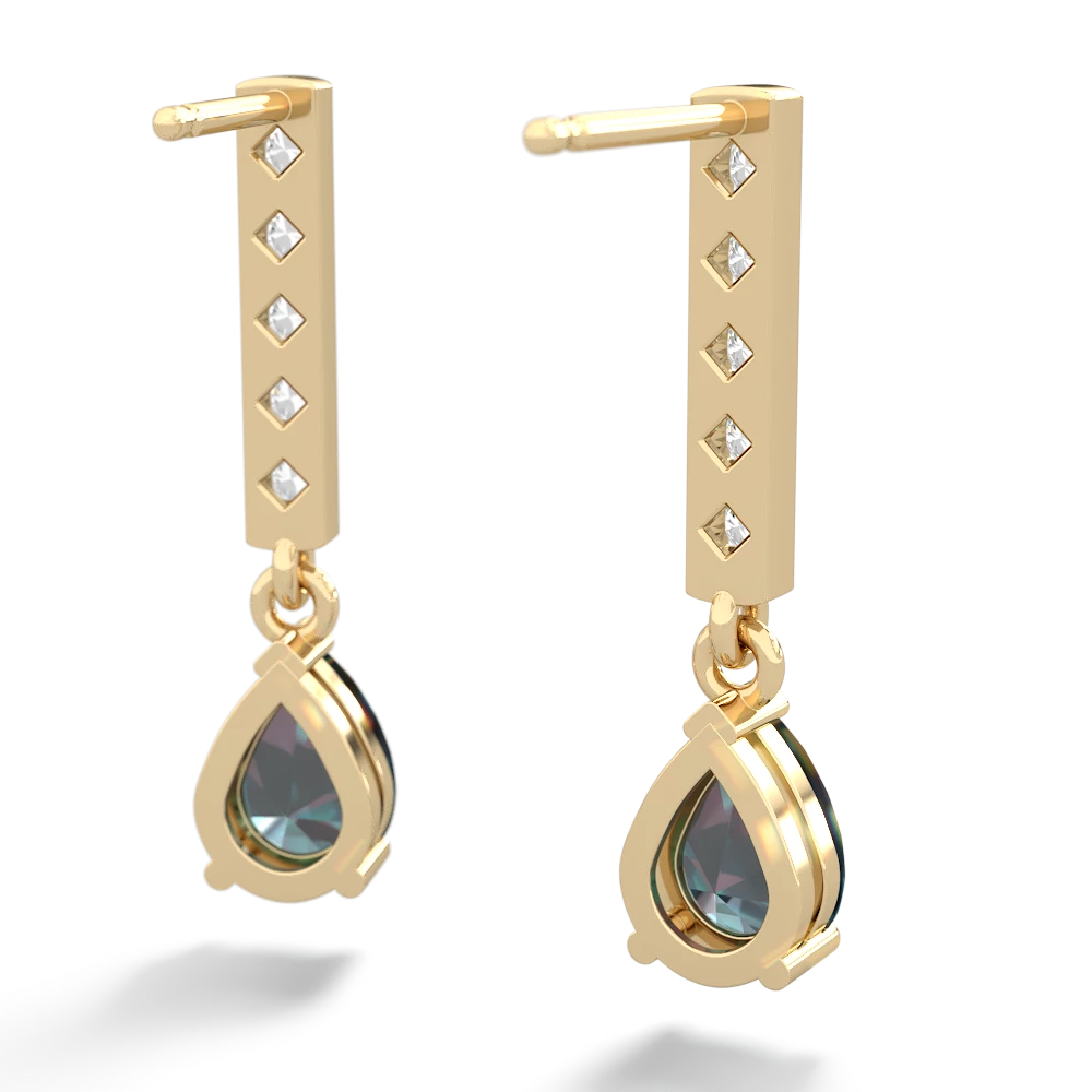 Alexandrite Art Deco Diamond Drop 14K Yellow Gold earrings E5324