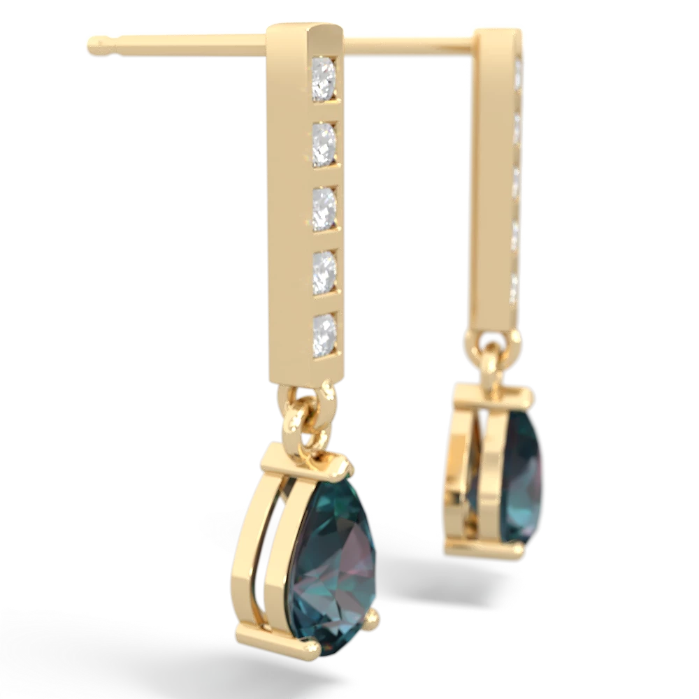 Alexandrite Art Deco Diamond Drop 14K Yellow Gold earrings E5324