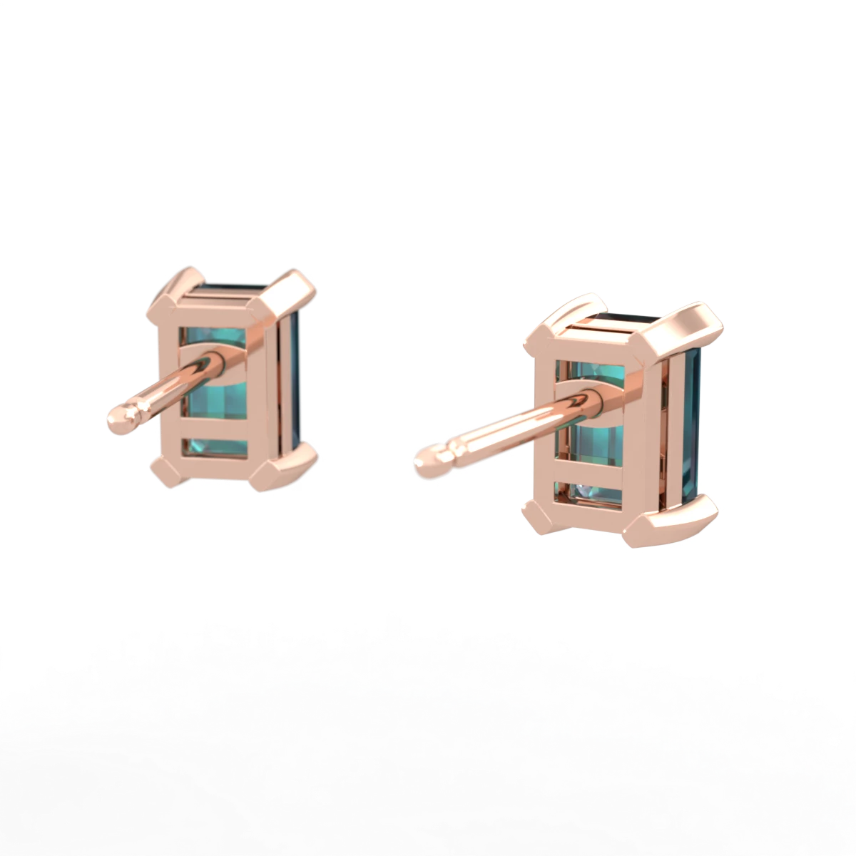Alexandrite 6X4mm Emerald-Cut Stud 14K Rose Gold earrings E1855