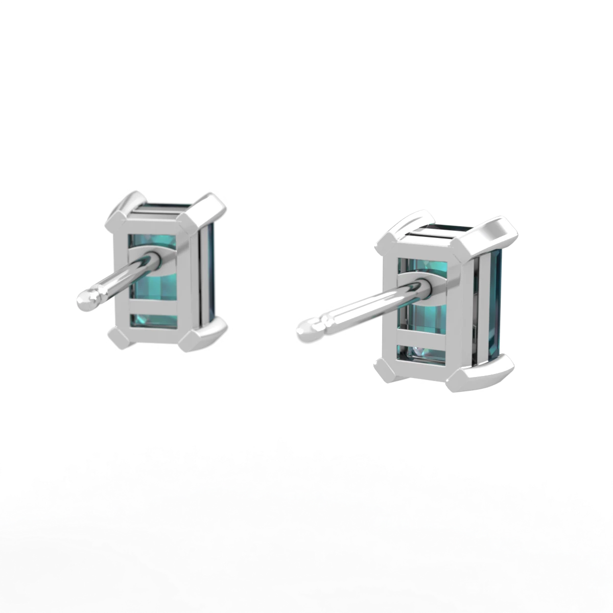 Alexandrite 6X4mm Emerald-Cut Stud 14K White Gold earrings E1855