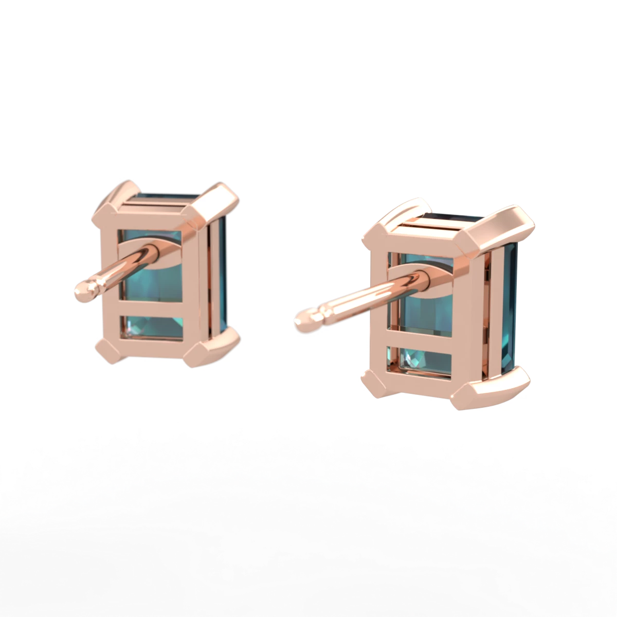 Alexandrite 7X5mm Emerald-Cut Stud 14K Rose Gold earrings E1856