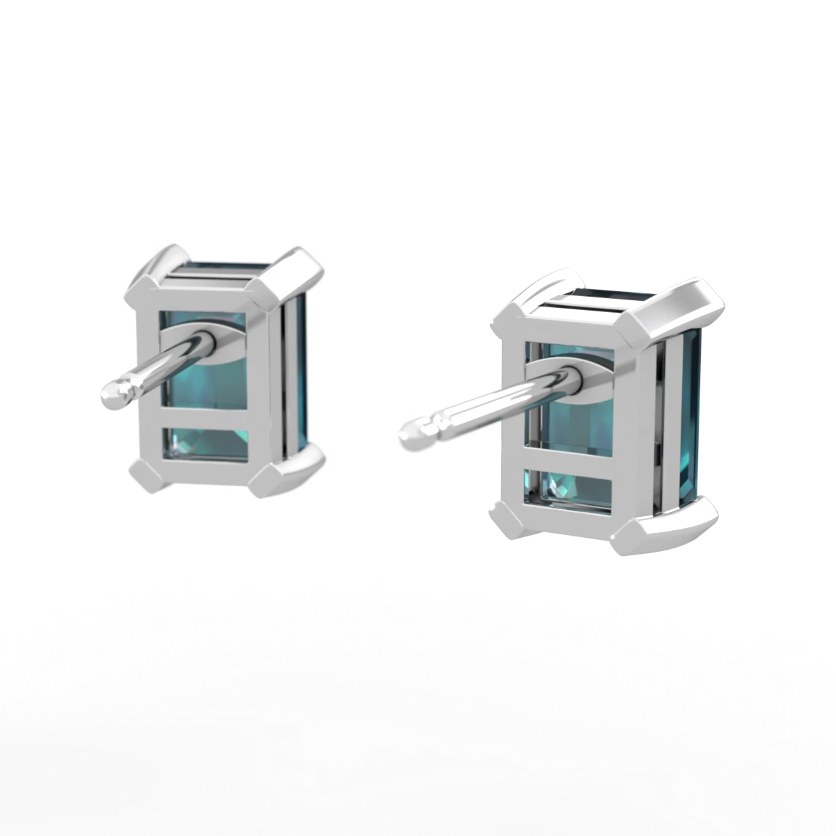 Alexandrite 7X5mm Emerald-Cut Stud 14K White Gold earrings E1856