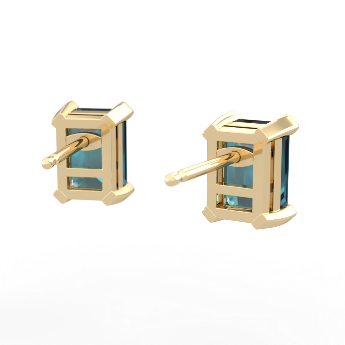 Alexandrite 7X5mm Emerald-Cut Stud 14K Yellow Gold earrings E1856