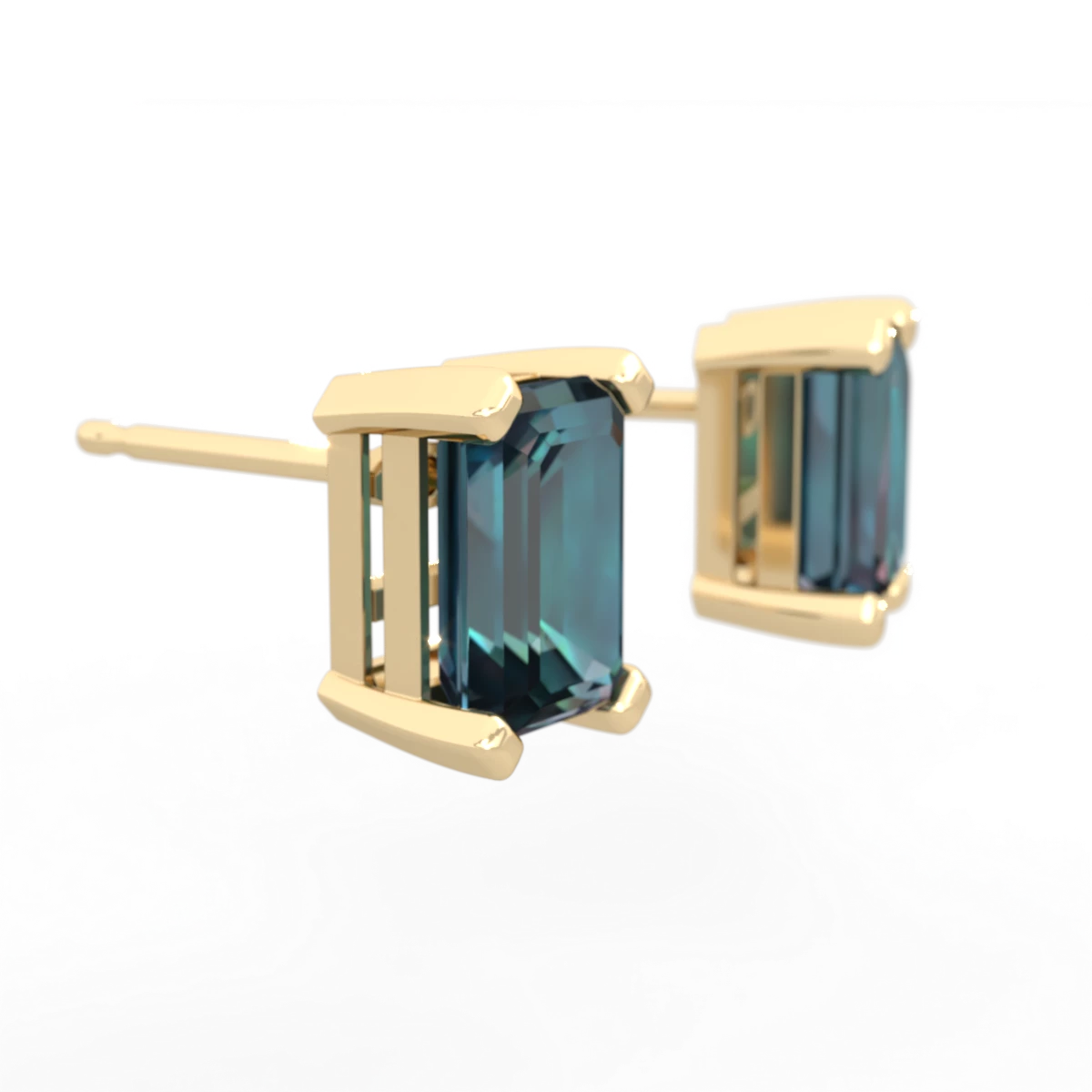 Alexandrite 7X5mm Emerald-Cut Stud 14K Yellow Gold earrings E1856
