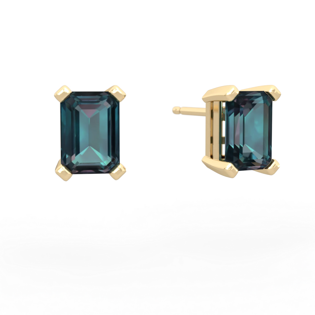 Alexandrite 7X5mm Emerald-Cut Stud 14K Yellow Gold earrings E1856