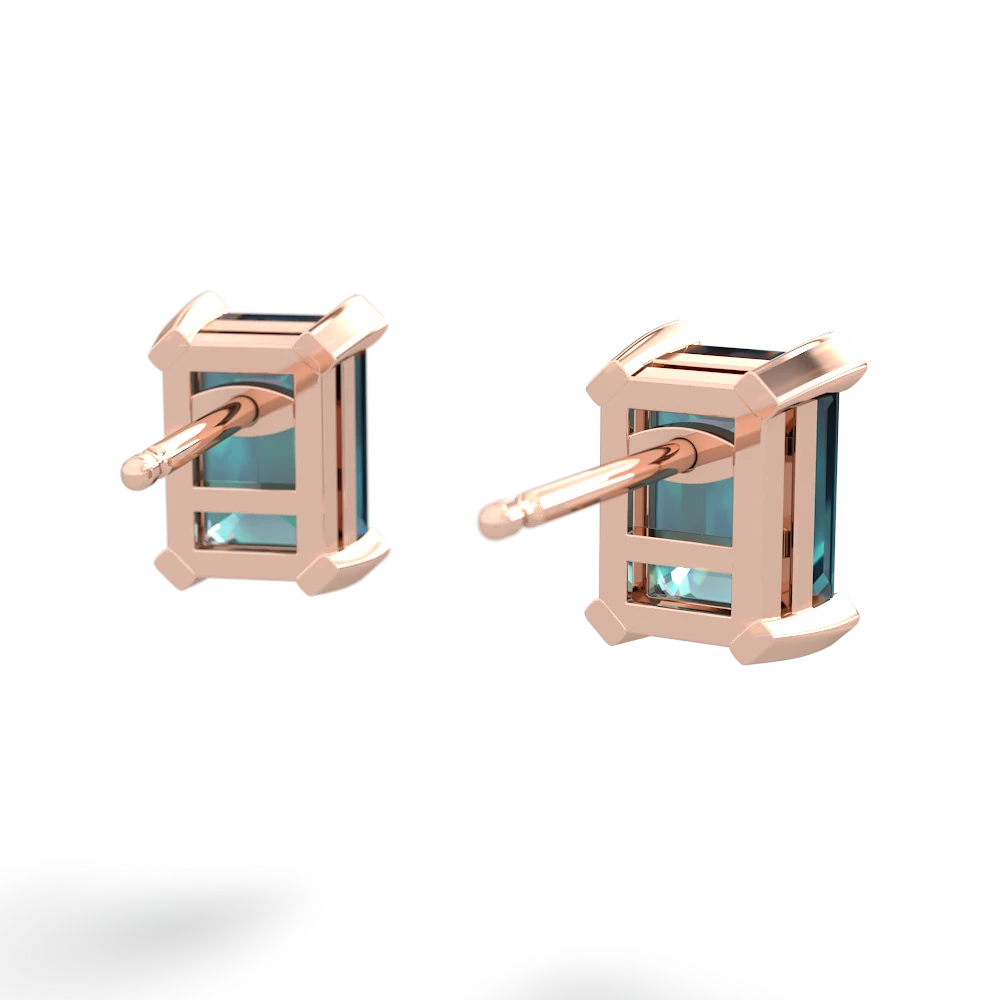 Alexandrite 7X5mm Emerald-Cut Stud 14K Rose Gold earrings E1856