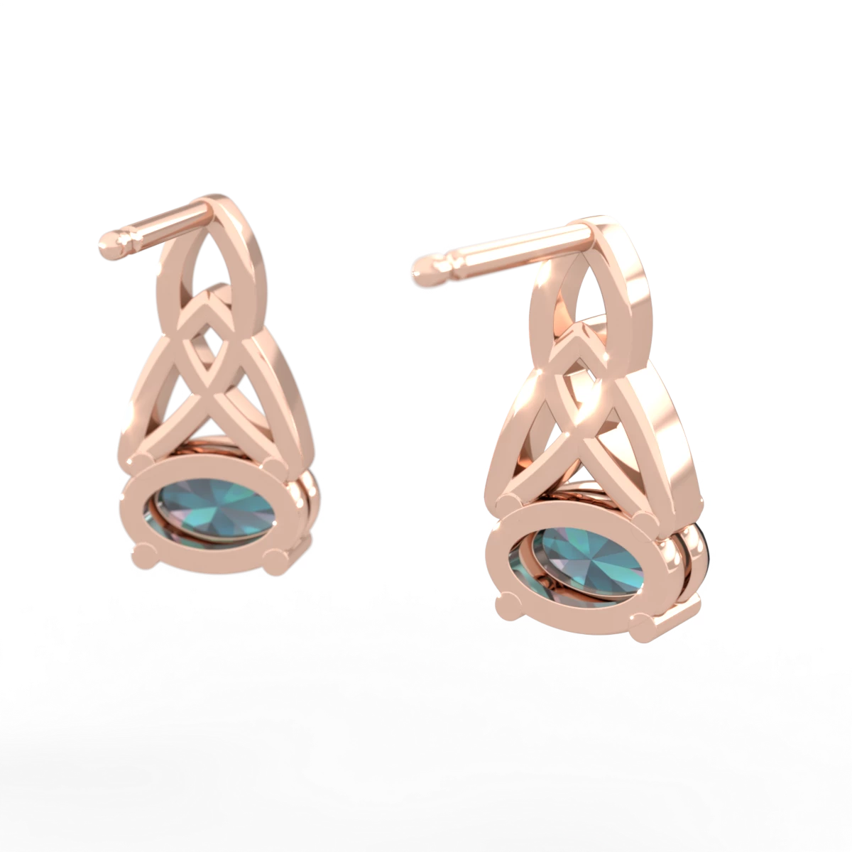 Alexandrite Celtic Trinity Knot 14K Rose Gold earrings E2389