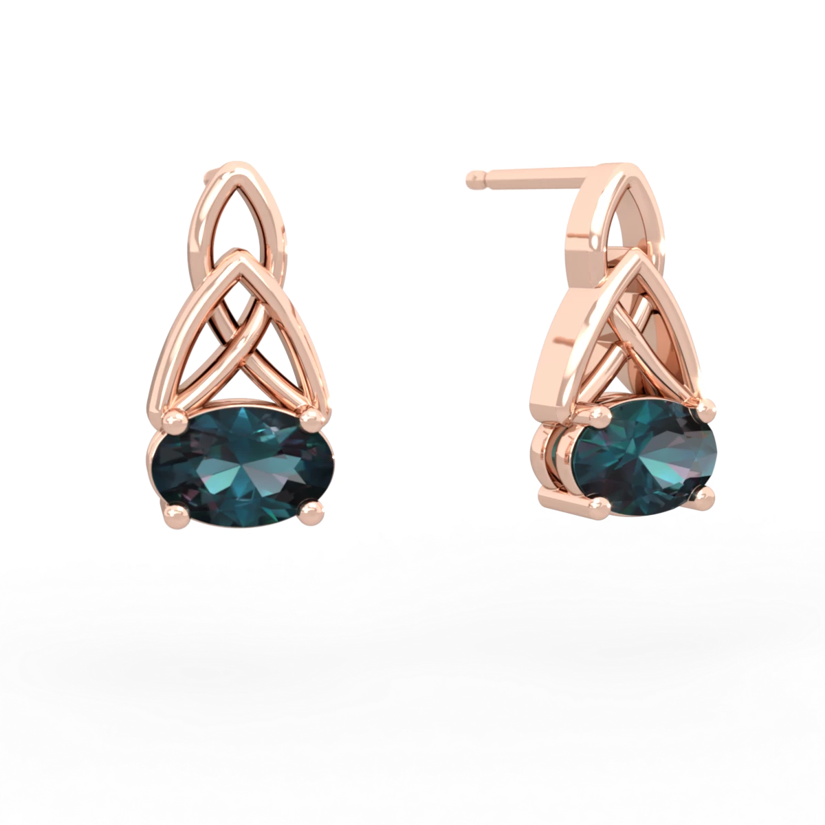 Alexandrite Celtic Trinity Knot 14K Rose Gold earrings E2389
