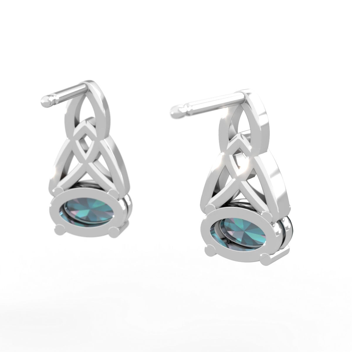 Alexandrite Celtic Trinity Knot 14K White Gold earrings E2389