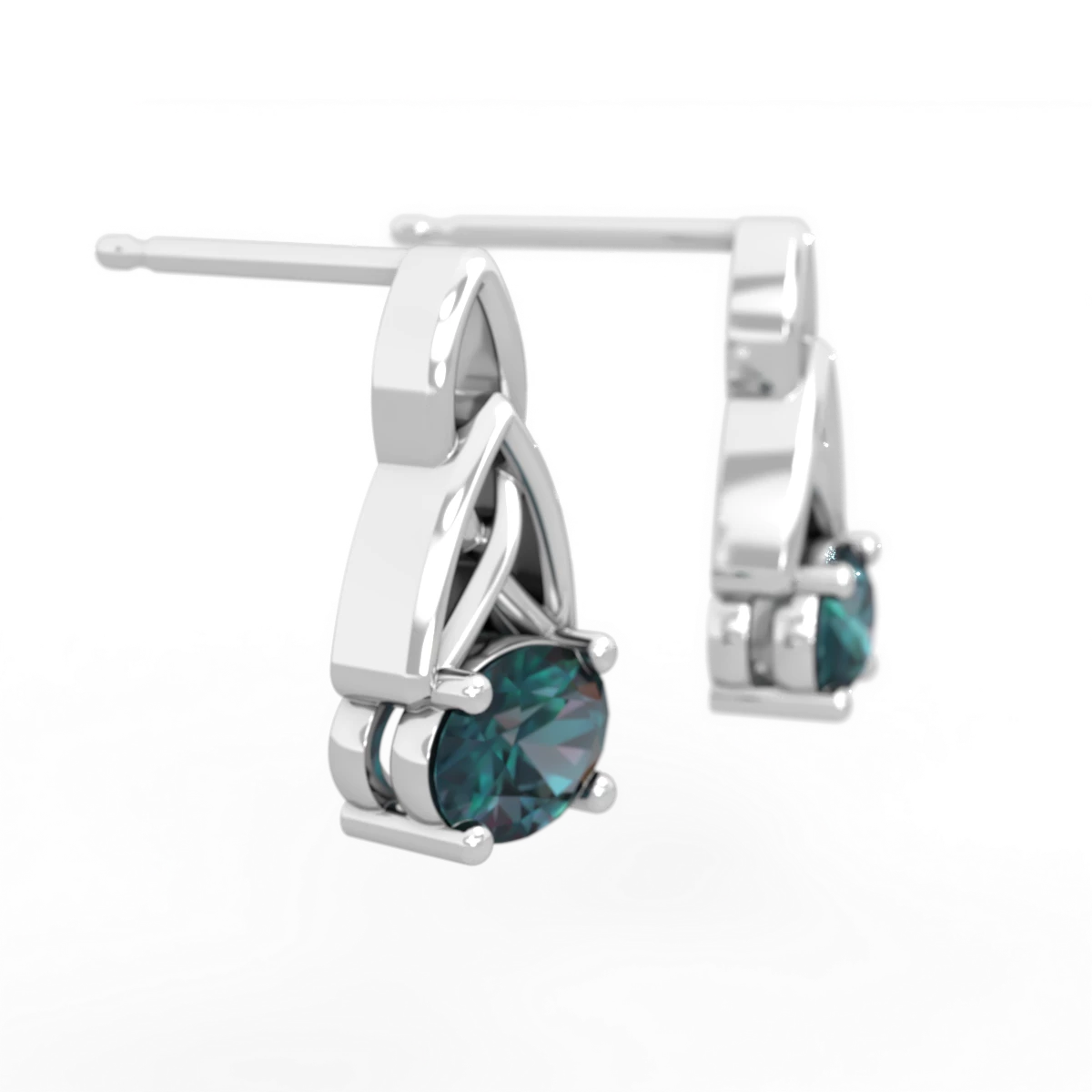Alexandrite Celtic Trinity Knot 14K White Gold earrings E2389