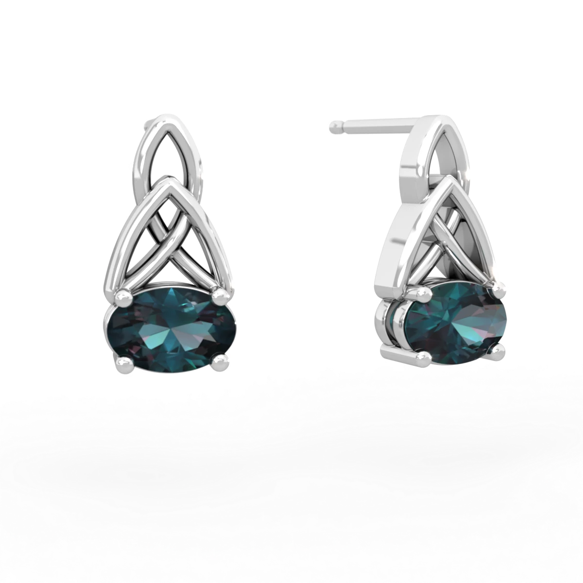 Alexandrite Celtic Trinity Knot 14K White Gold earrings E2389