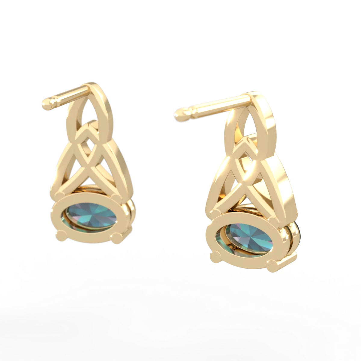 Alexandrite Celtic Trinity Knot 14K Yellow Gold earrings E2389