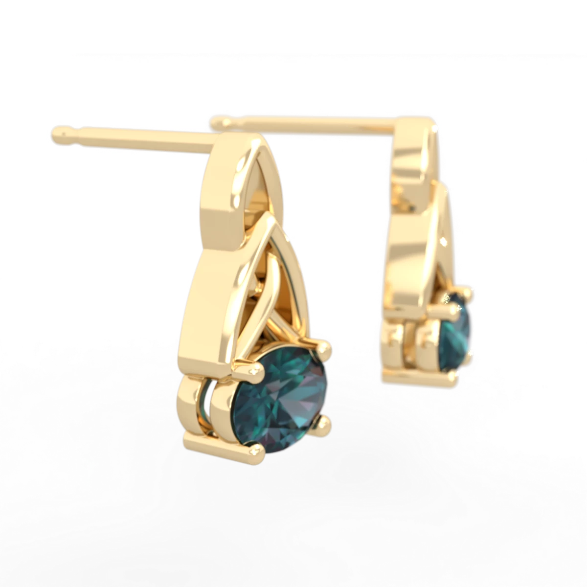 Alexandrite Celtic Trinity Knot 14K Yellow Gold earrings E2389