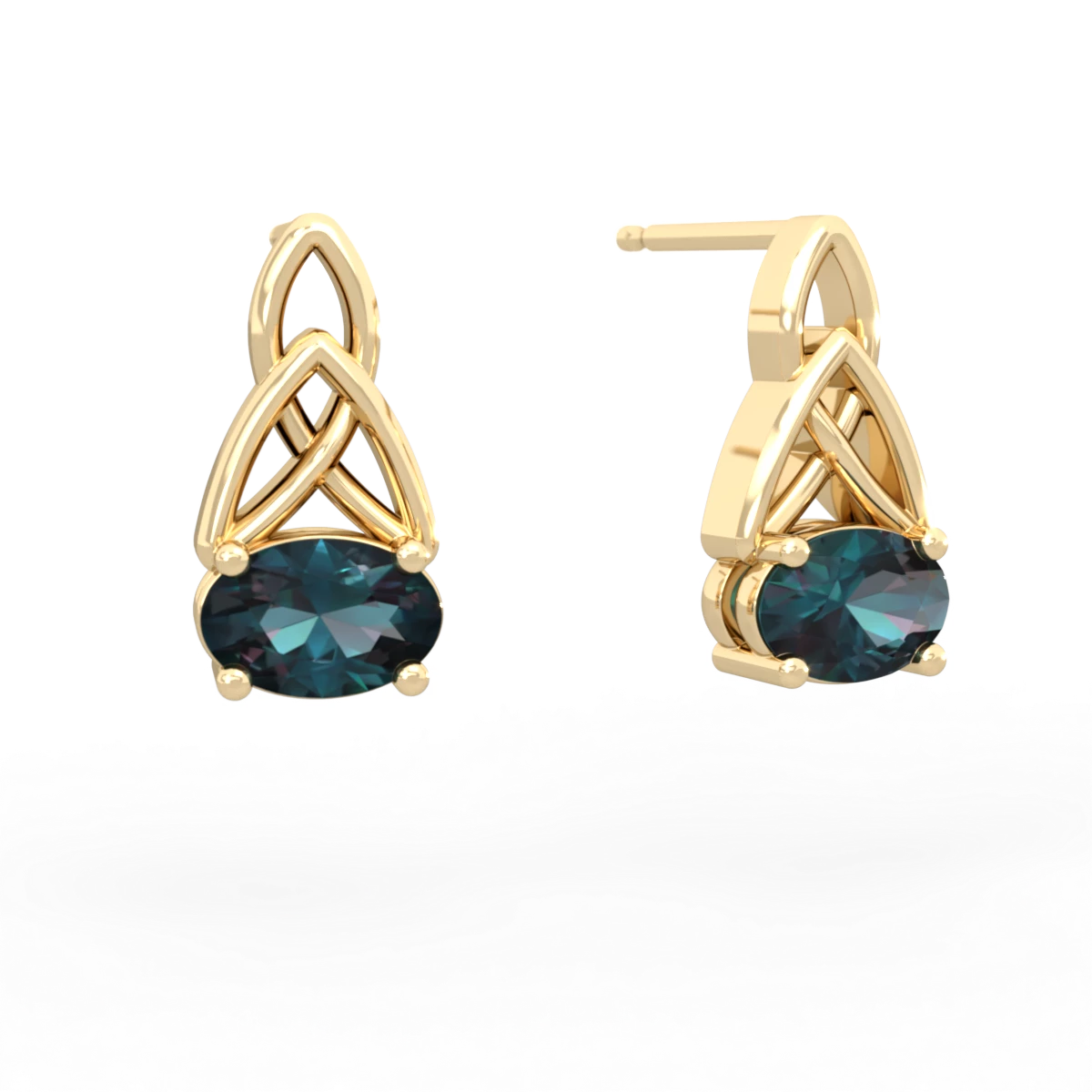 Alexandrite Celtic Trinity Knot 14K Yellow Gold earrings E2389