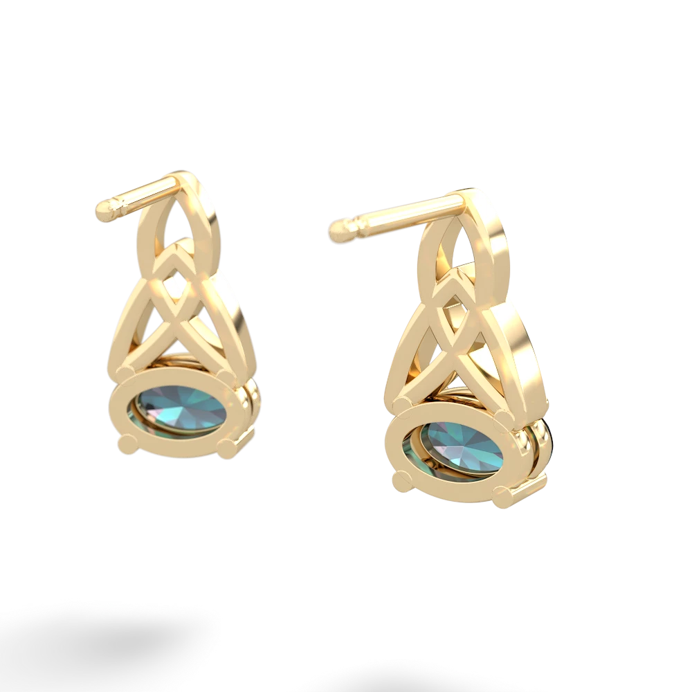 Alexandrite Celtic Trinity Knot 14K Yellow Gold earrings E2389