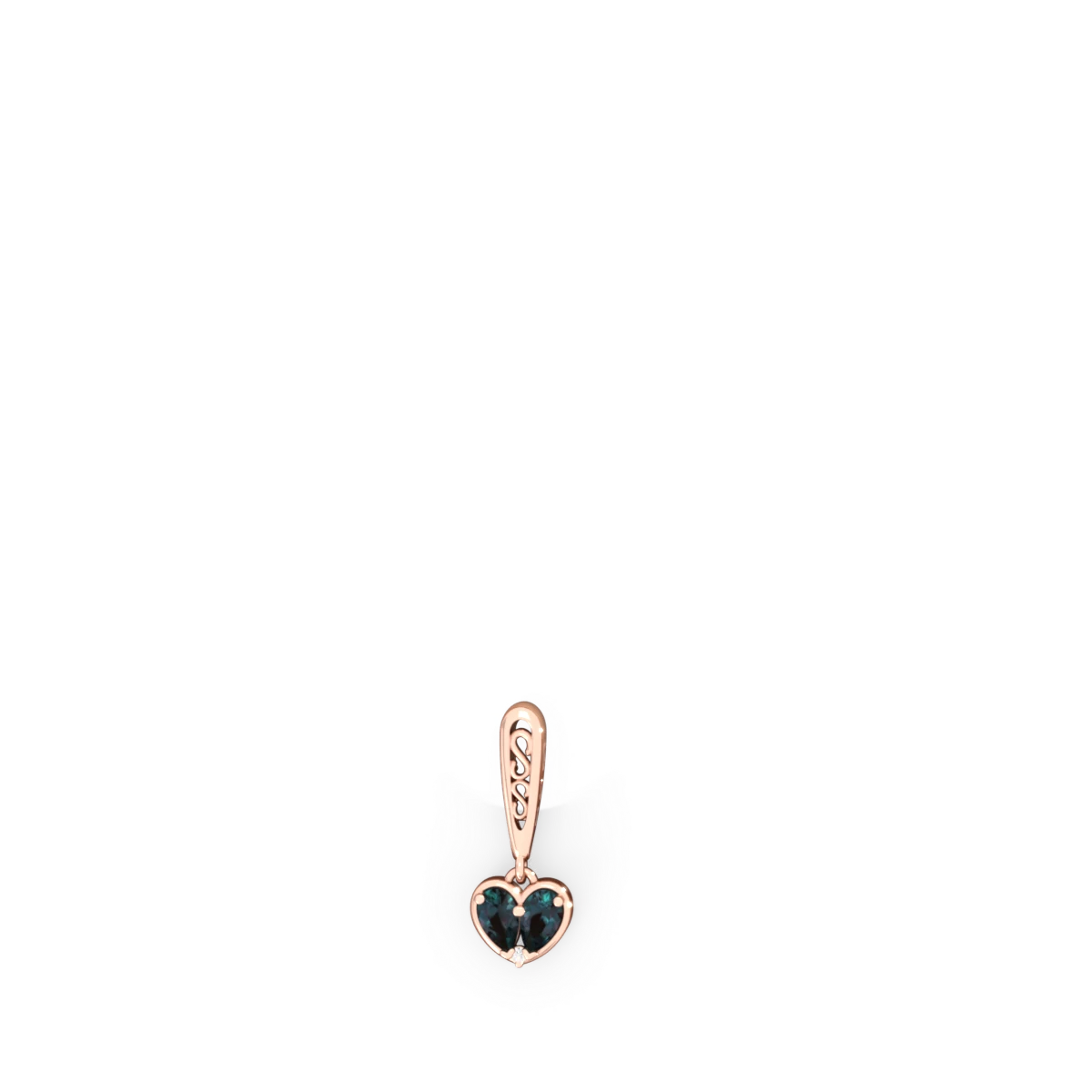 Alexandrite Filligree Heart 14K Rose Gold earrings E5070