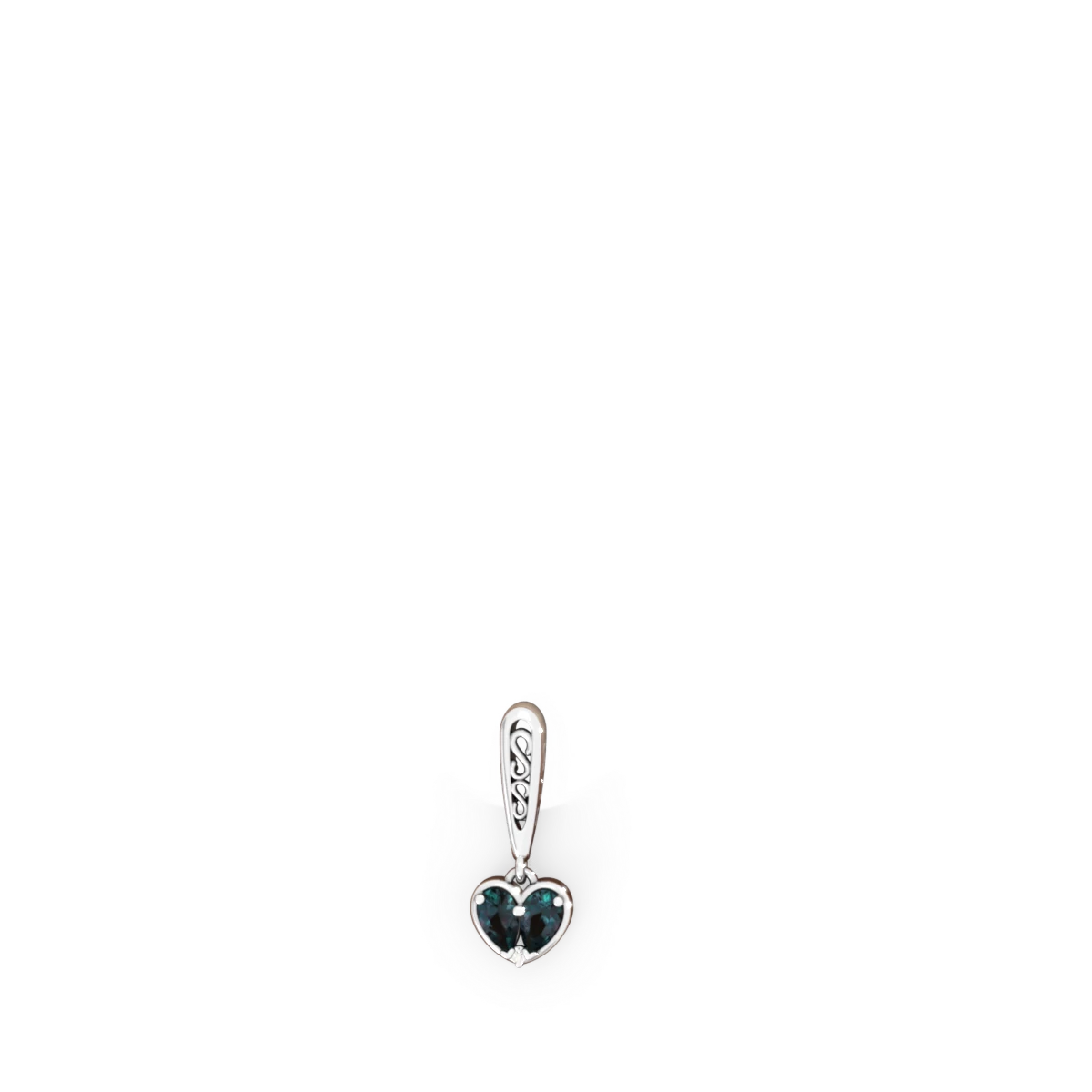 Alexandrite Filligree Heart 14K White Gold earrings E5070