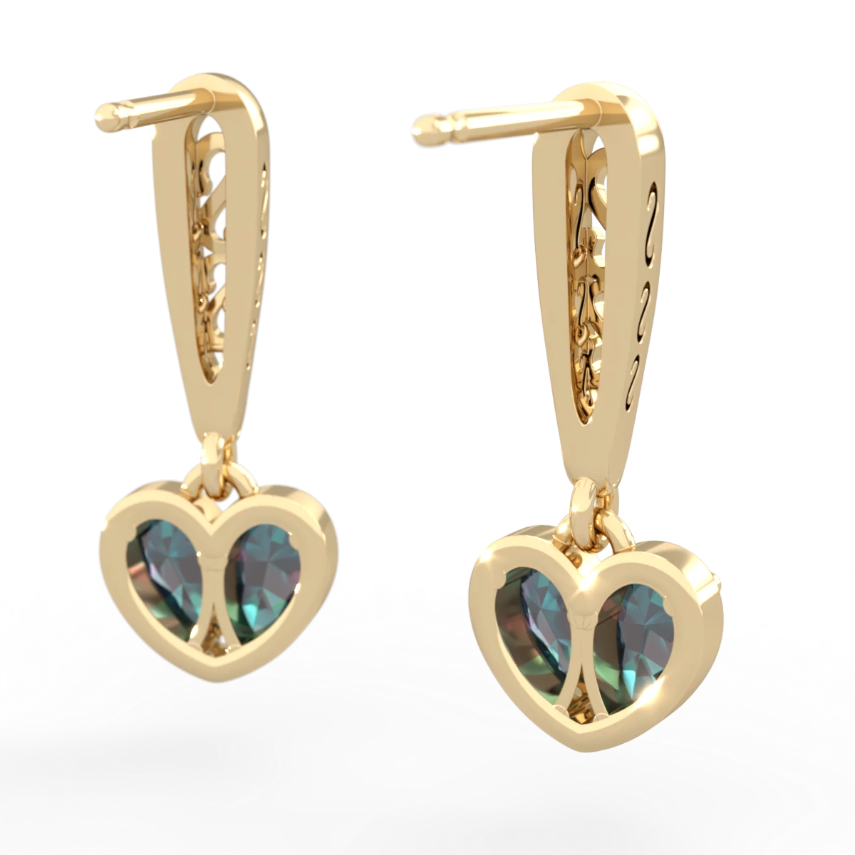 Alexandrite Filligree Heart 14K Yellow Gold earrings E5070