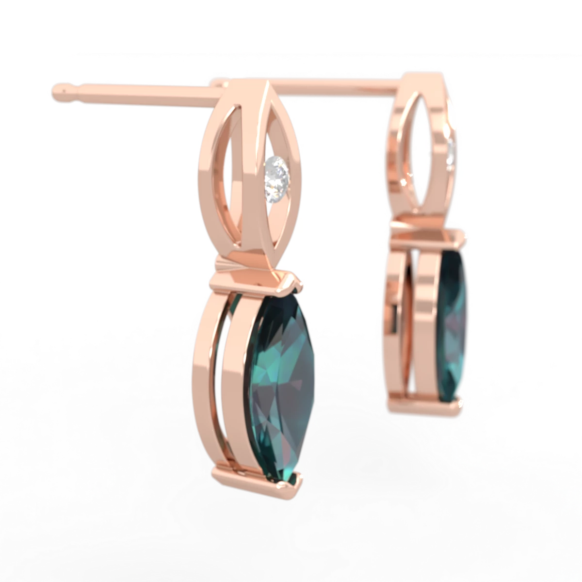Alexandrite Marquise Drop 14K Rose Gold earrings E5333