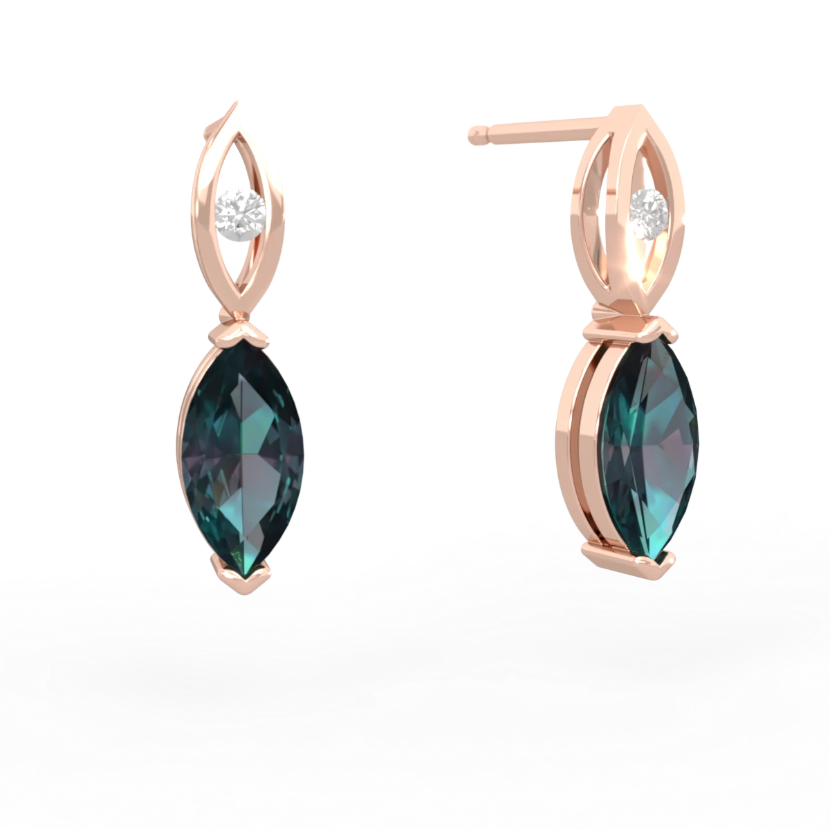 Alexandrite Marquise Drop 14K Rose Gold earrings E5333