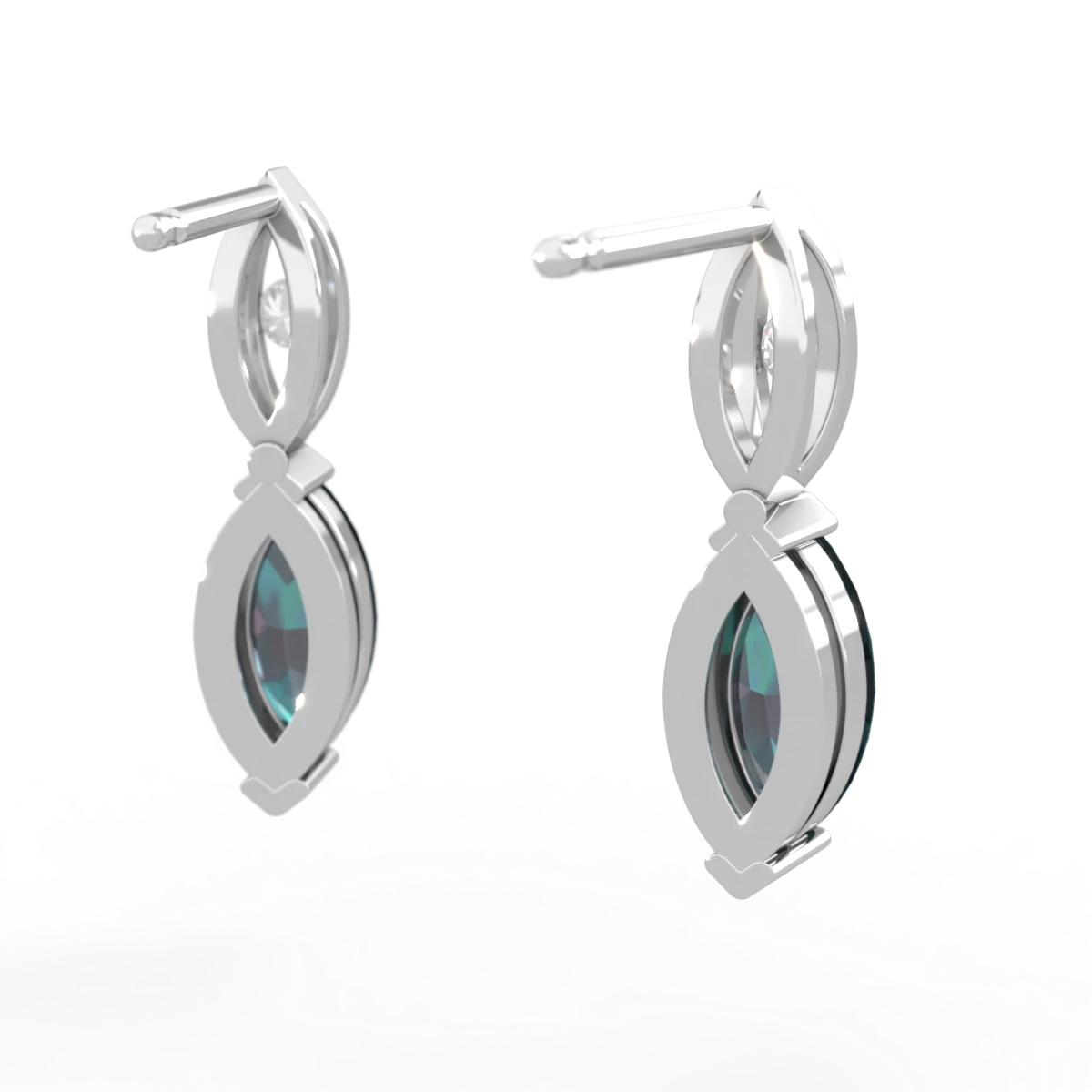 Alexandrite Marquise Drop 14K White Gold earrings E5333