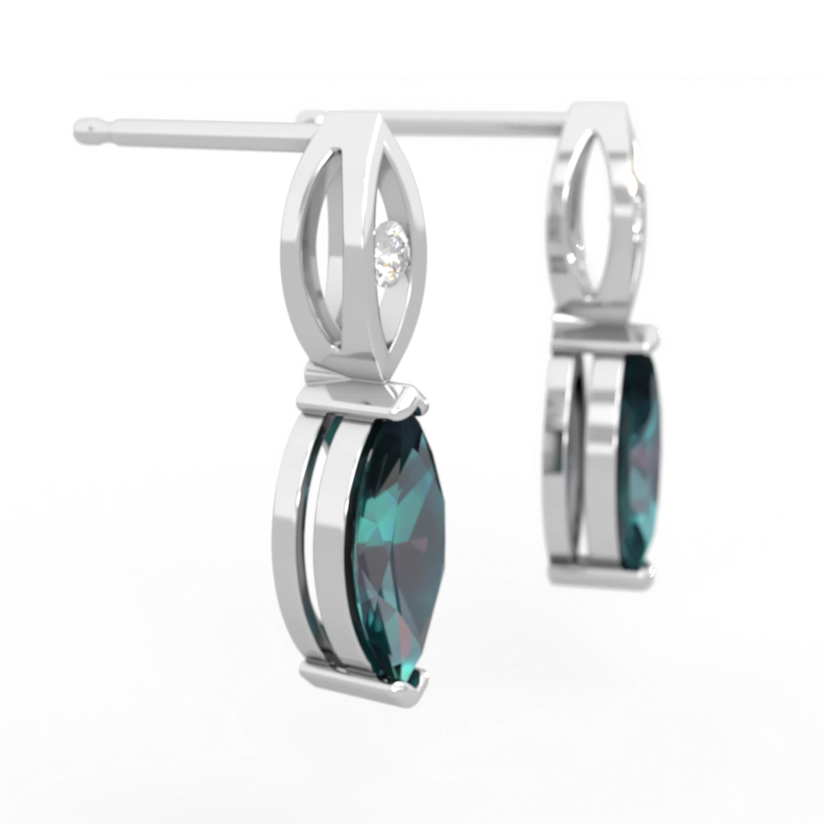 Alexandrite Marquise Drop 14K White Gold earrings E5333