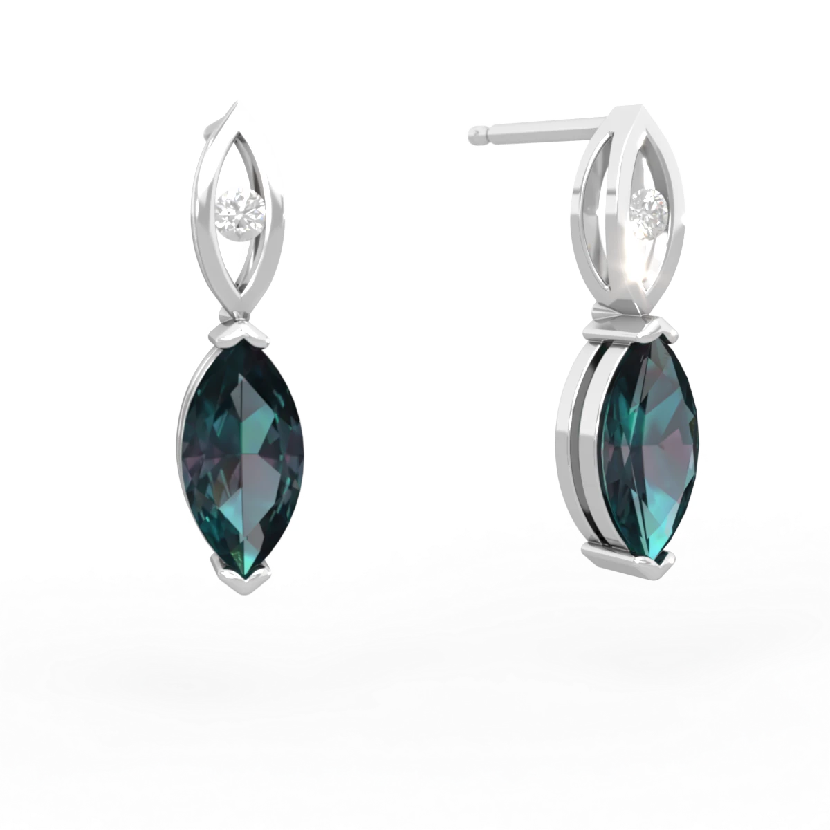 Alexandrite Marquise Drop 14K White Gold earrings E5333
