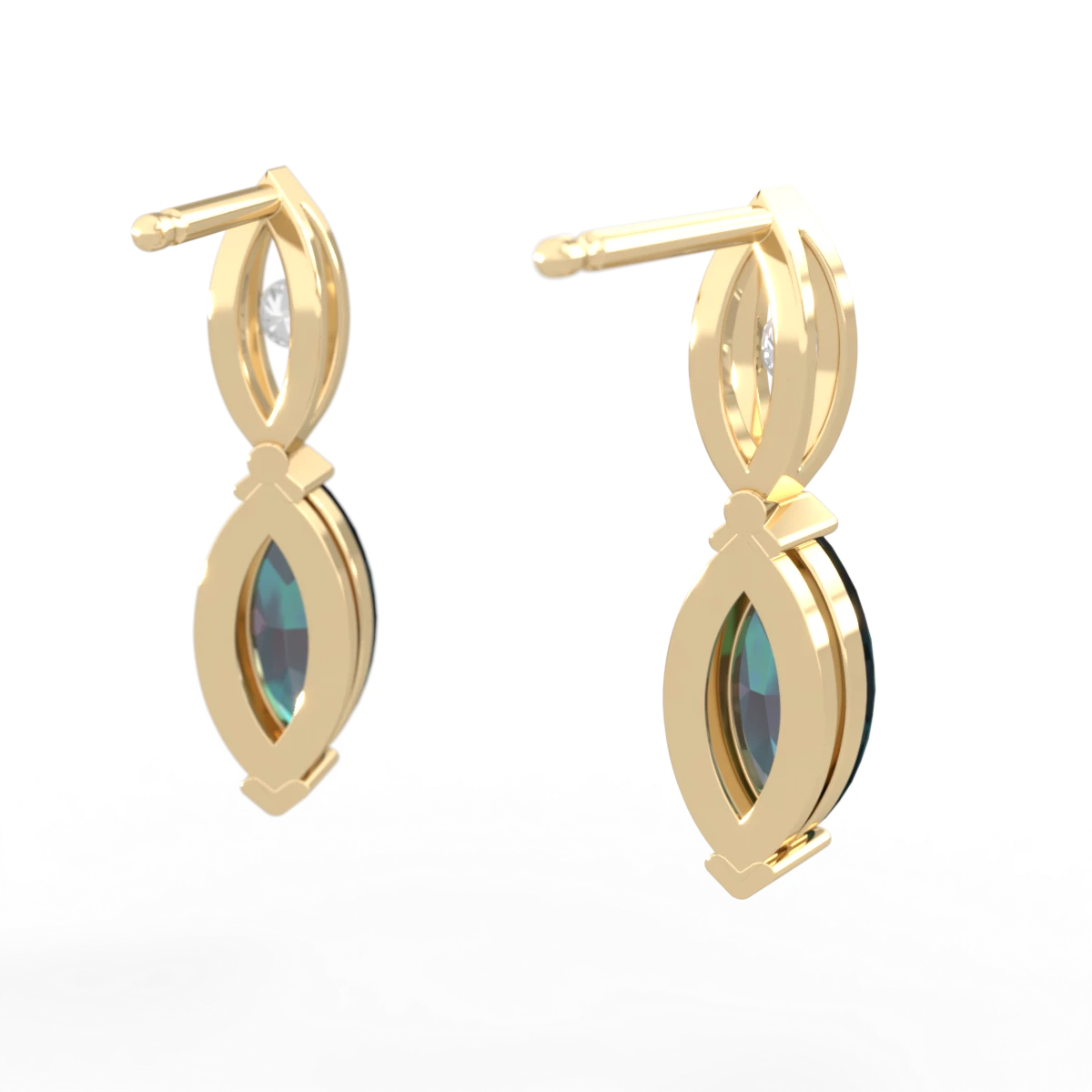Alexandrite Marquise Drop 14K Yellow Gold earrings E5333