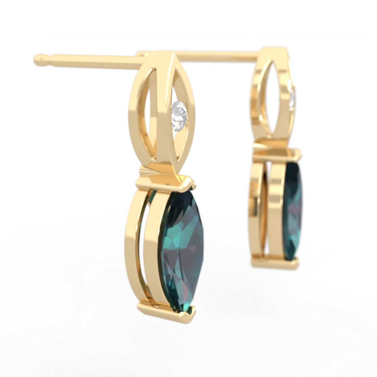 Alexandrite Marquise Drop 14K Yellow Gold earrings E5333
