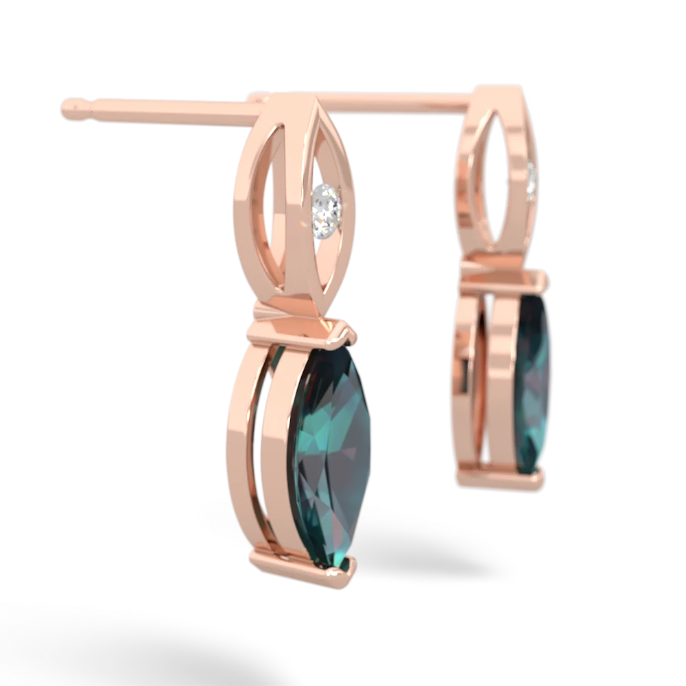 Alexandrite Marquise Drop 14K Rose Gold earrings E5333