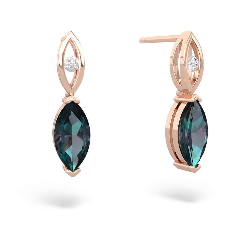 Alexandrite Marquise Drop 14K Rose Gold earrings E5333