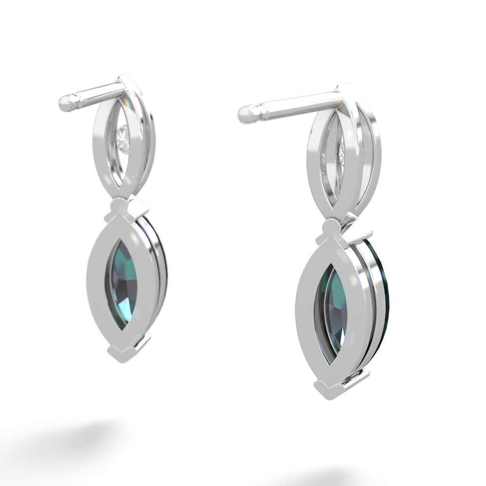 Alexandrite Marquise Drop 14K White Gold earrings E5333