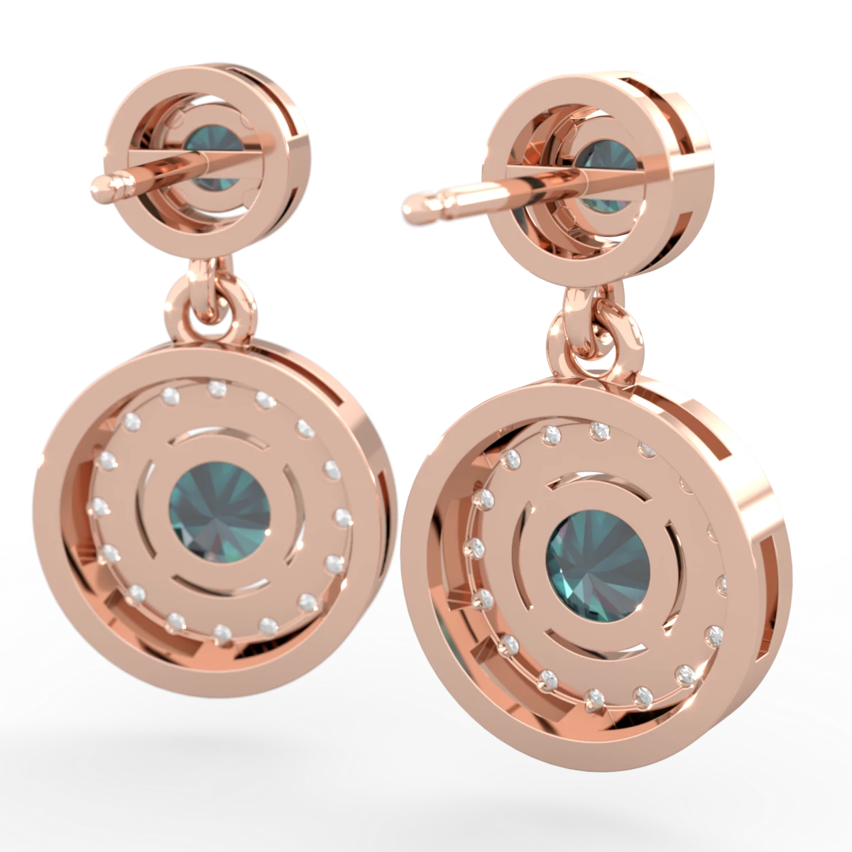 Alexandrite Halo Dangle 14K Rose Gold earrings E5319