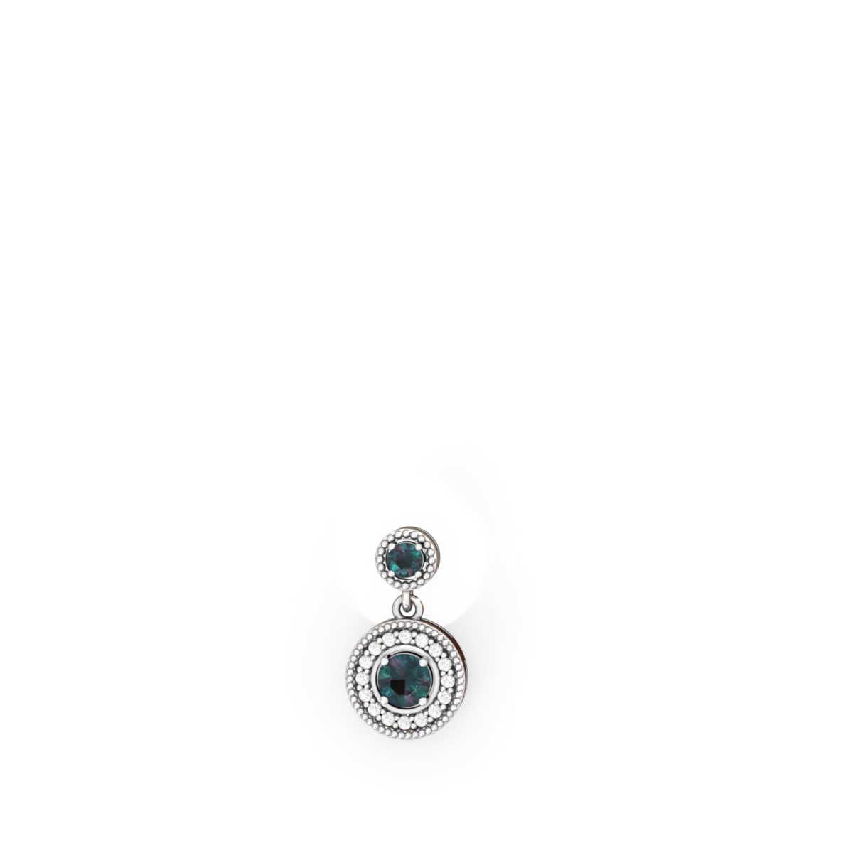 Alexandrite Halo Dangle 14K White Gold earrings E5319