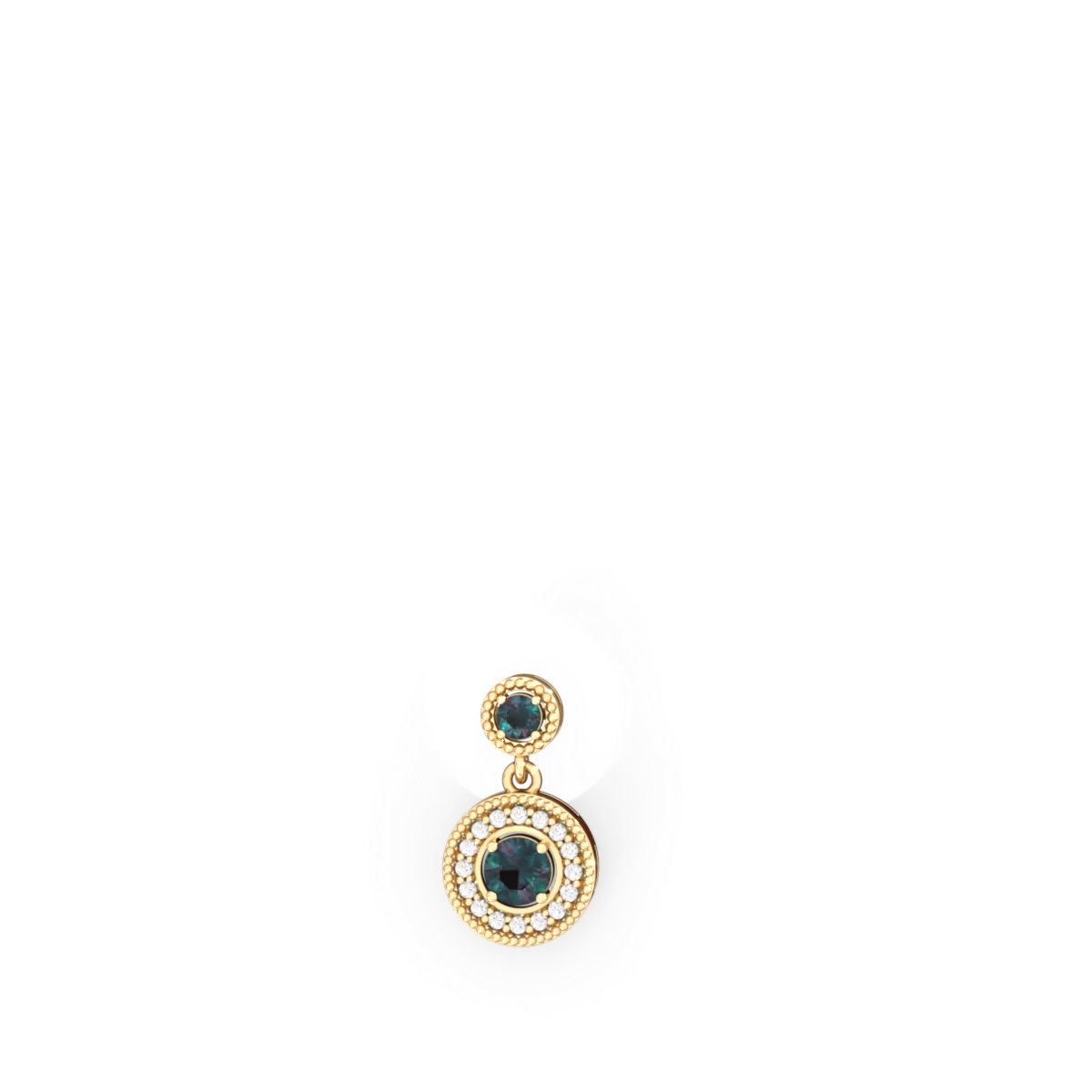 Alexandrite Halo Dangle 14K Yellow Gold earrings E5319