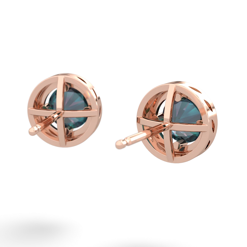 Alexandrite Halo 14K Rose Gold earrings E5320