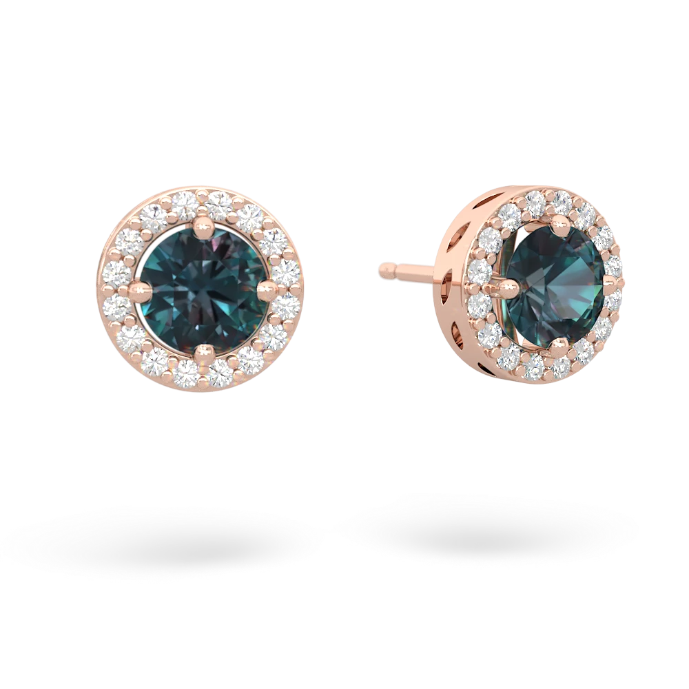 Alexandrite Halo 14K Rose Gold earrings E5320