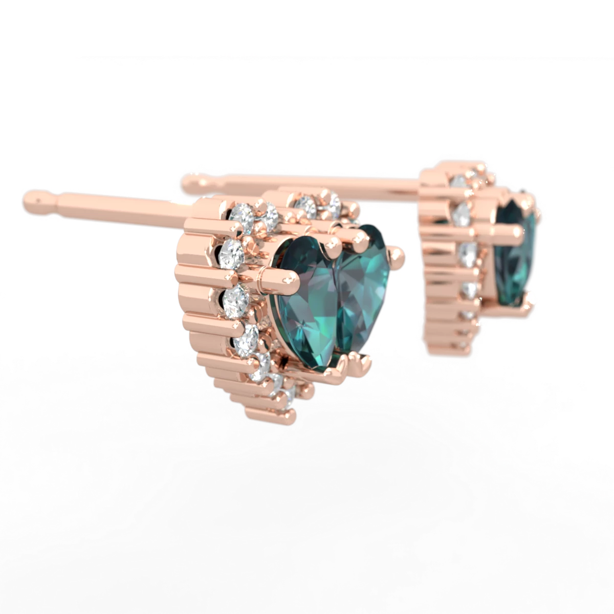 Alexandrite Halo 14K Rose Gold earrings E7008