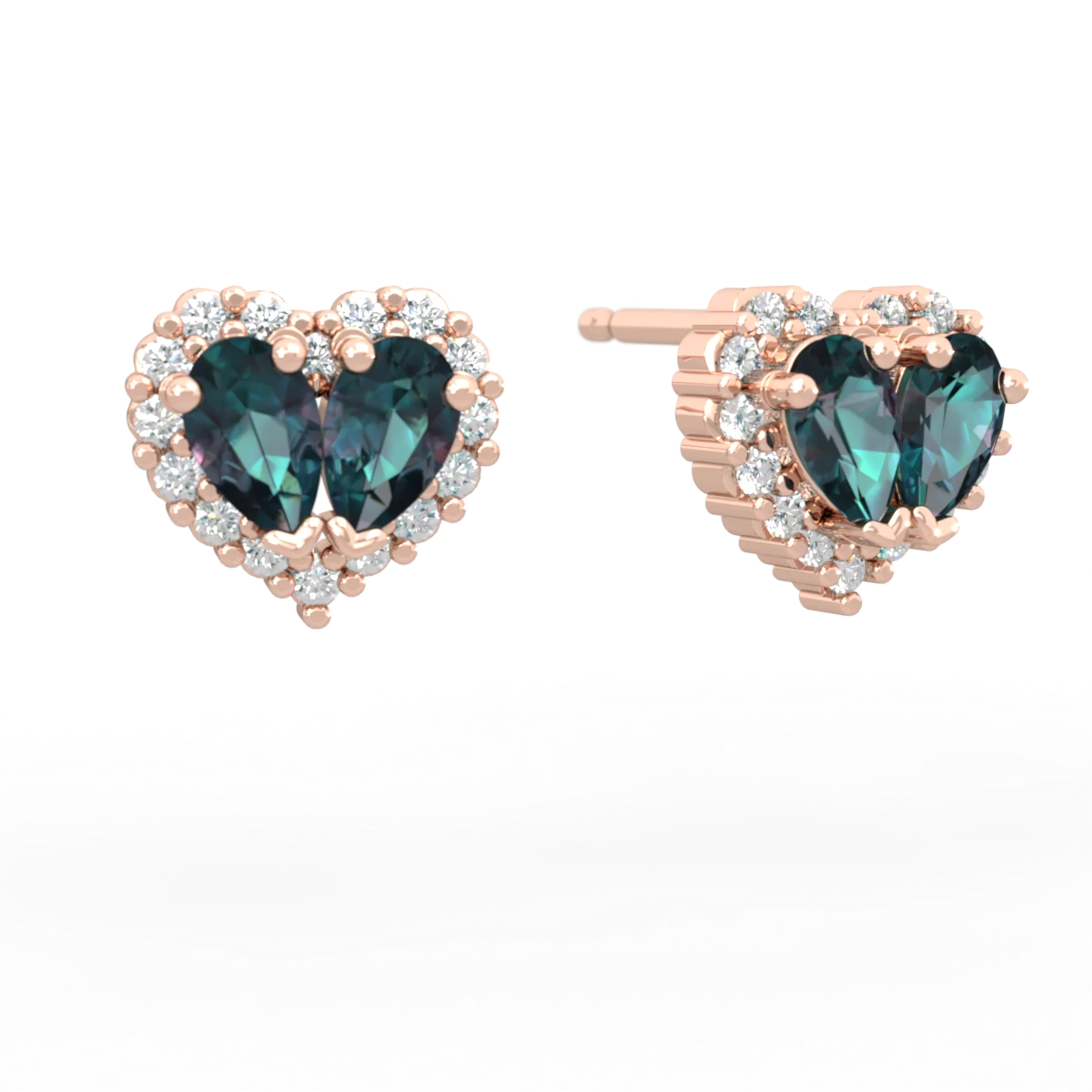 Alexandrite Halo 14K Rose Gold earrings E7008