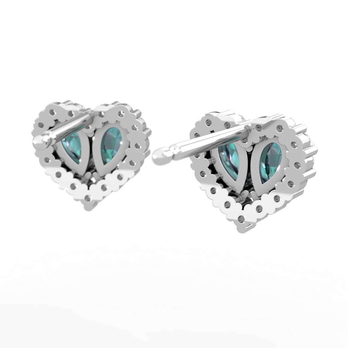 Alexandrite Halo 14K White Gold earrings E7008