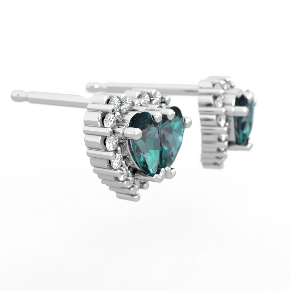 Alexandrite Halo 14K White Gold earrings E7008