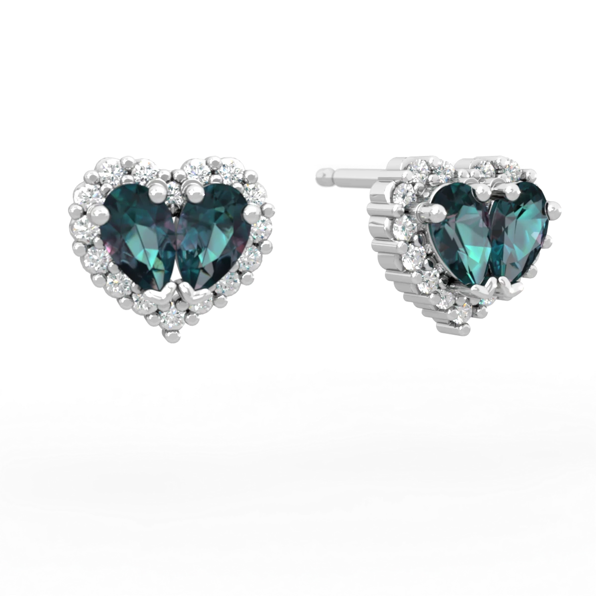 Alexandrite Halo 14K White Gold earrings E7008