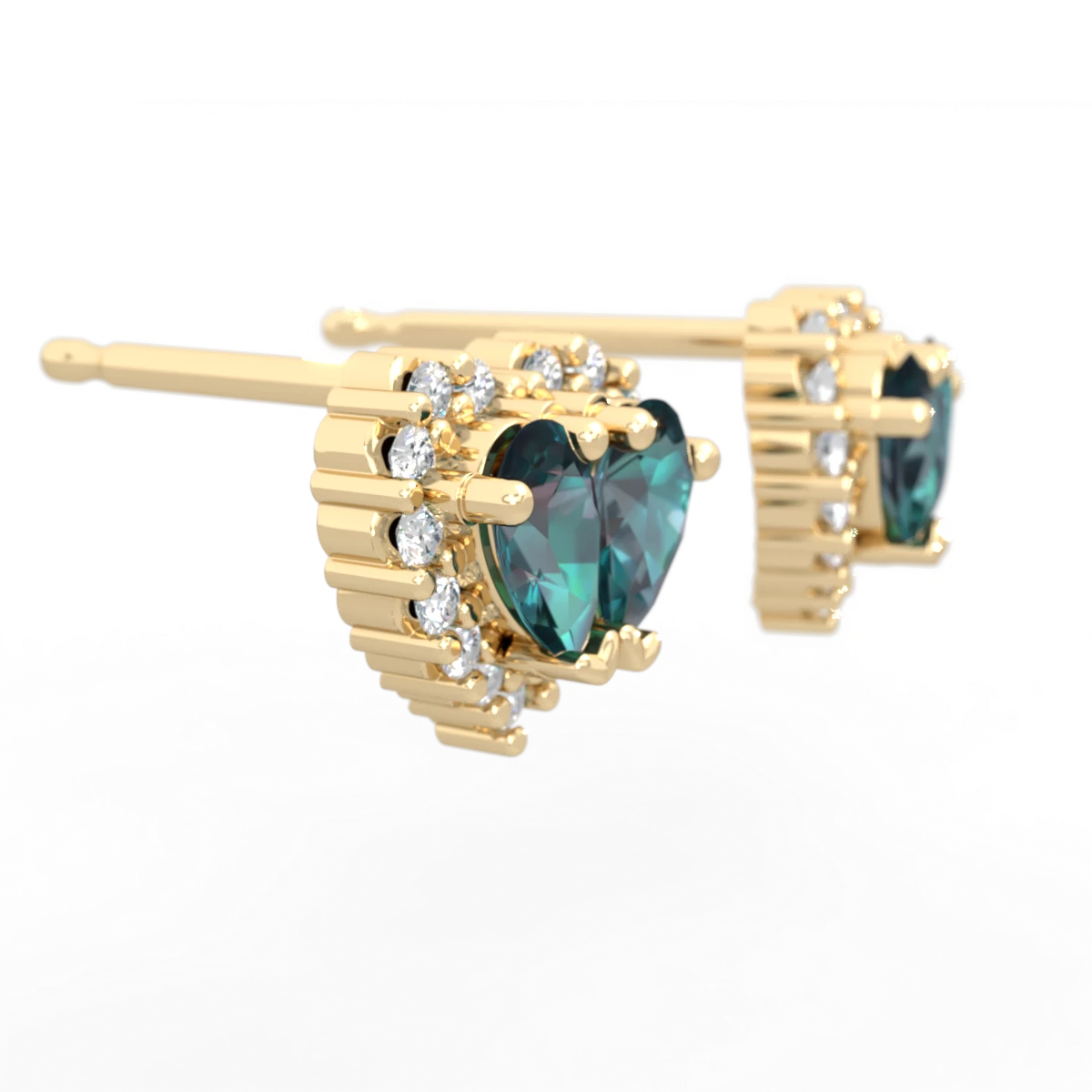 Alexandrite Halo 14K Yellow Gold earrings E7008