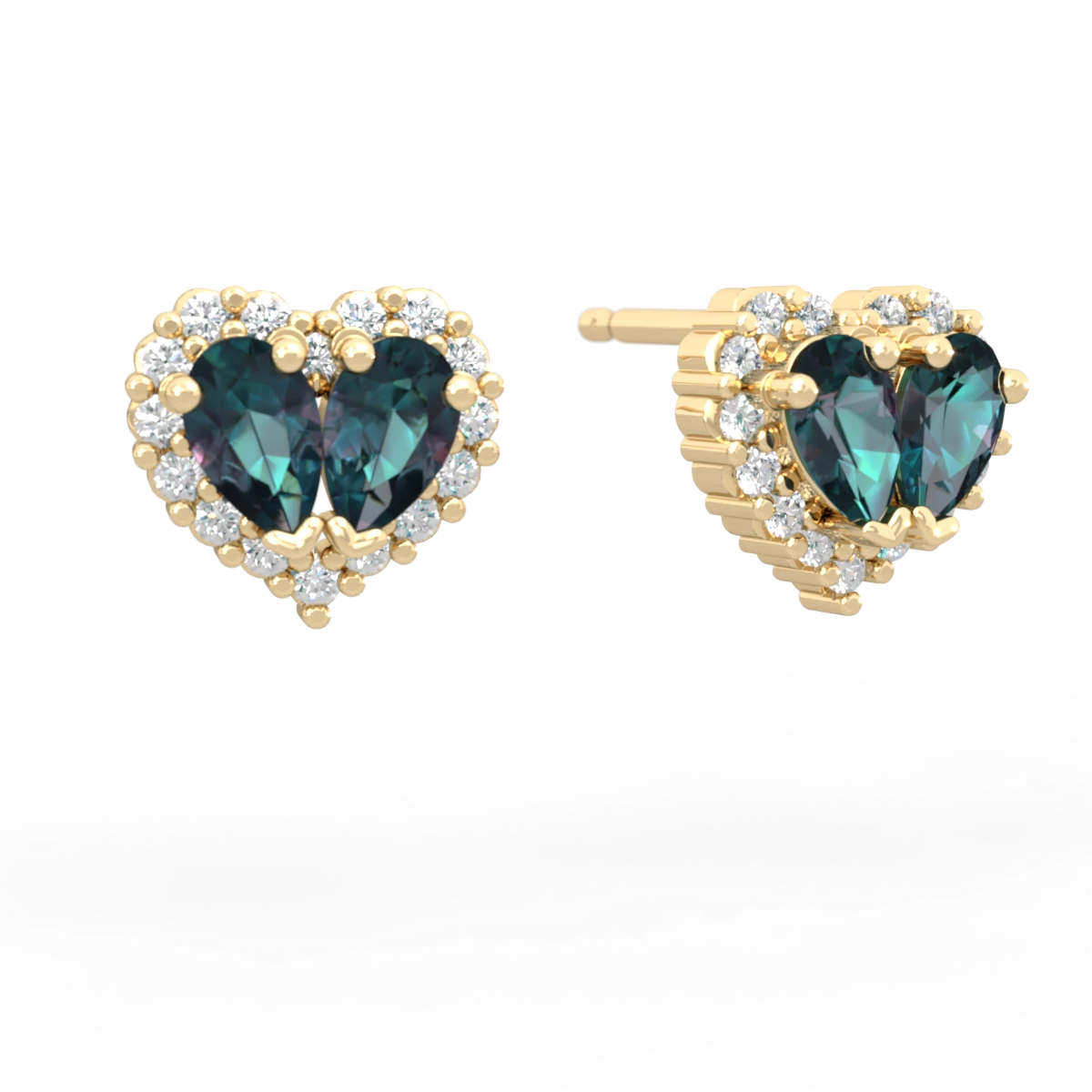 Alexandrite Halo 14K Yellow Gold earrings E7008