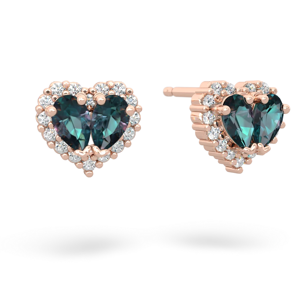 Alexandrite Halo 14K Rose Gold earrings E7008