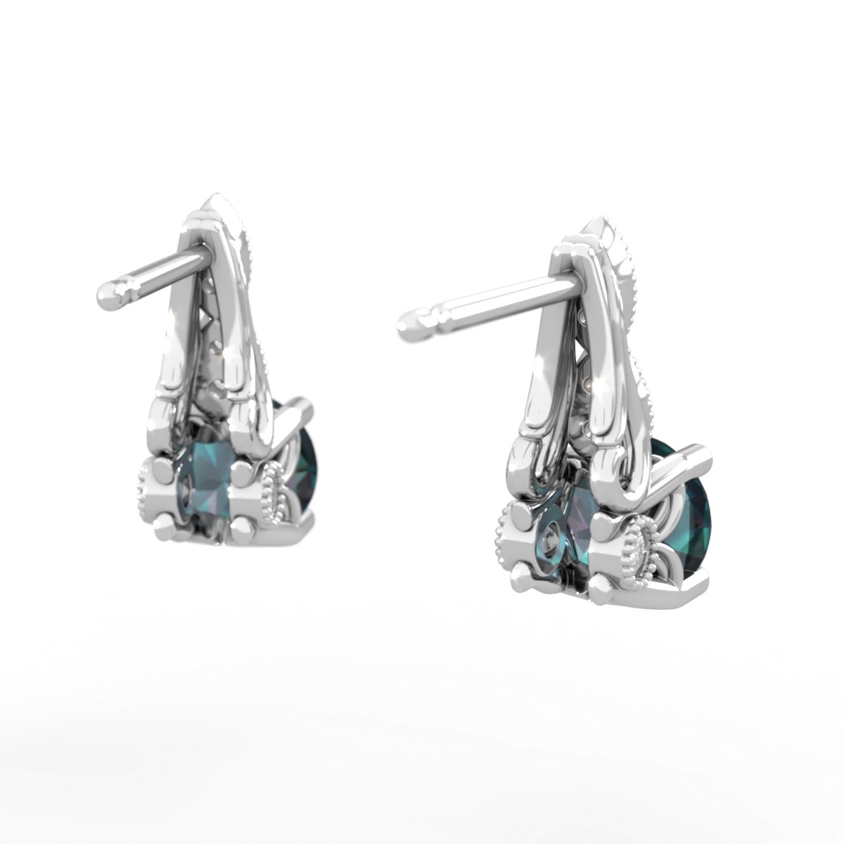 Alexandrite Antique Elegance 14K White Gold earrings E3100