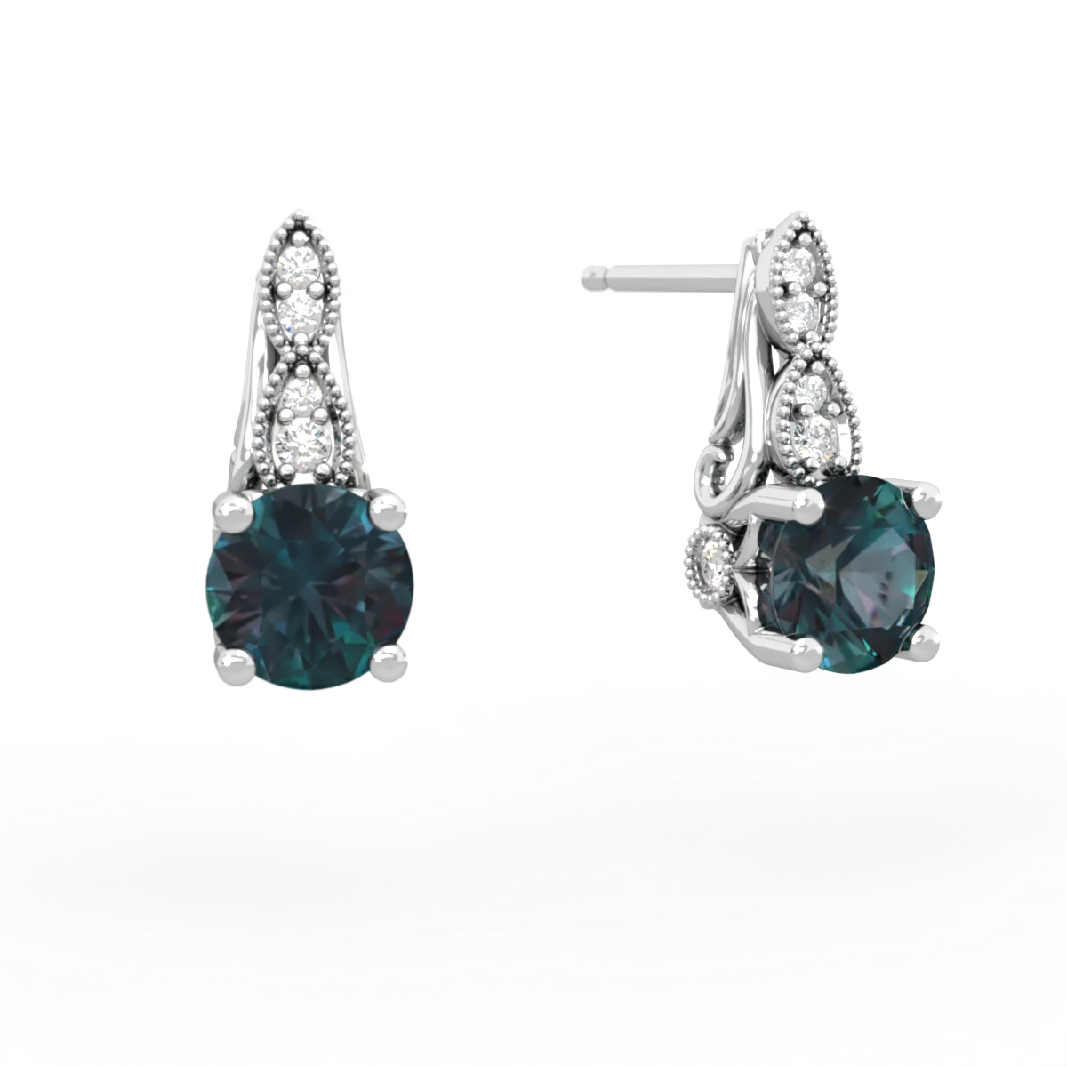 Alexandrite Antique Elegance 14K White Gold earrings E3100