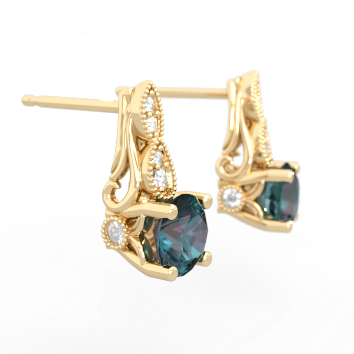 Alexandrite Antique Elegance 14K Yellow Gold earrings E3100