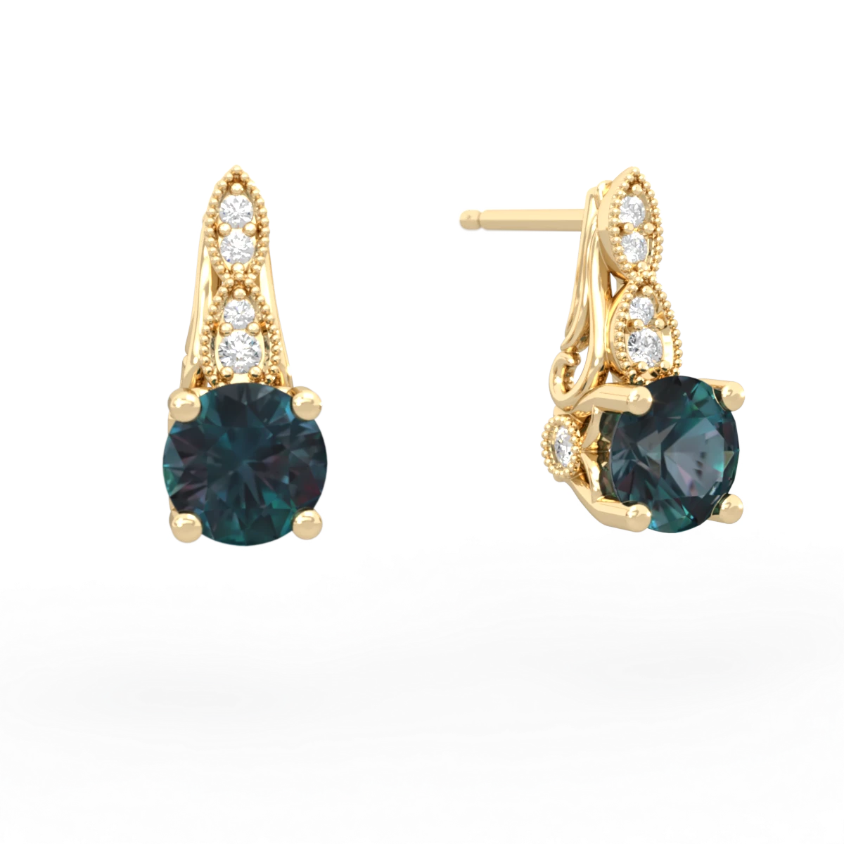 Alexandrite Antique Elegance 14K Yellow Gold earrings E3100